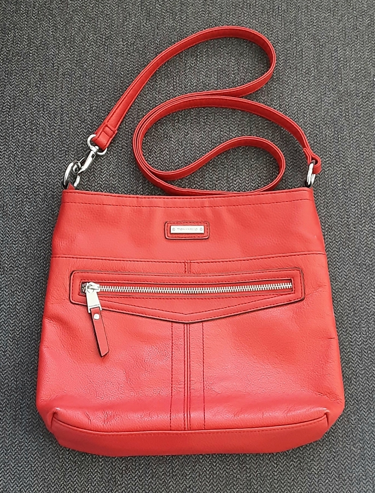 Tignanello Red Leather Crossbody Bag